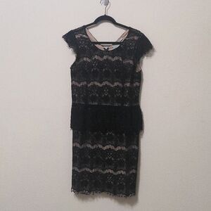 Anthropologie Maeve Black Lace Mini Dress